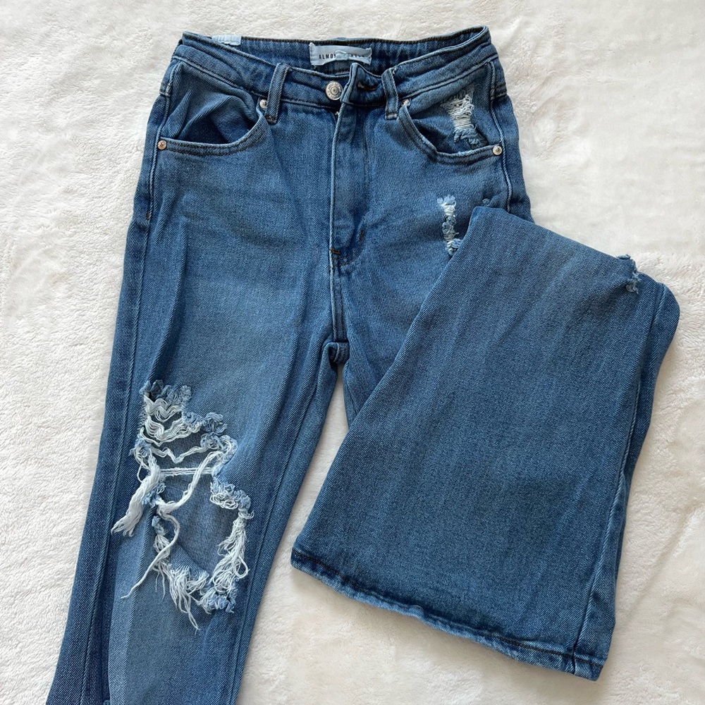 Distressed Blue Jeans